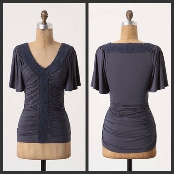 Anthropologie Tops - Anthropologie Postmark ruched v-neck blouse top S